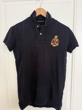 Ralph Lauren Black Polo with Gold Embroidered Crest
